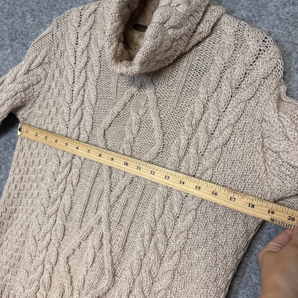 Inis Crafts Ireland Beige Cable Knit Turtleneck Sweater 100% Merino Wool Women S - Picture 11 of 12
